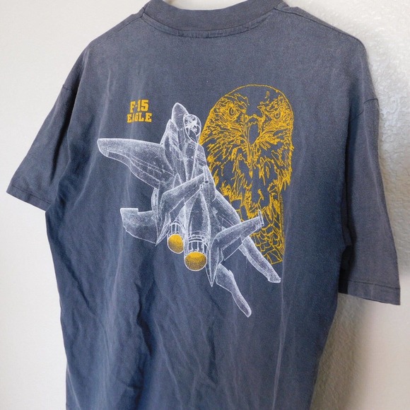 Vintage 80s Fighter Jet F-15 Eagle Plane Faded Shirt Adult XL Single Stitch RARE - Picture 10 of 15